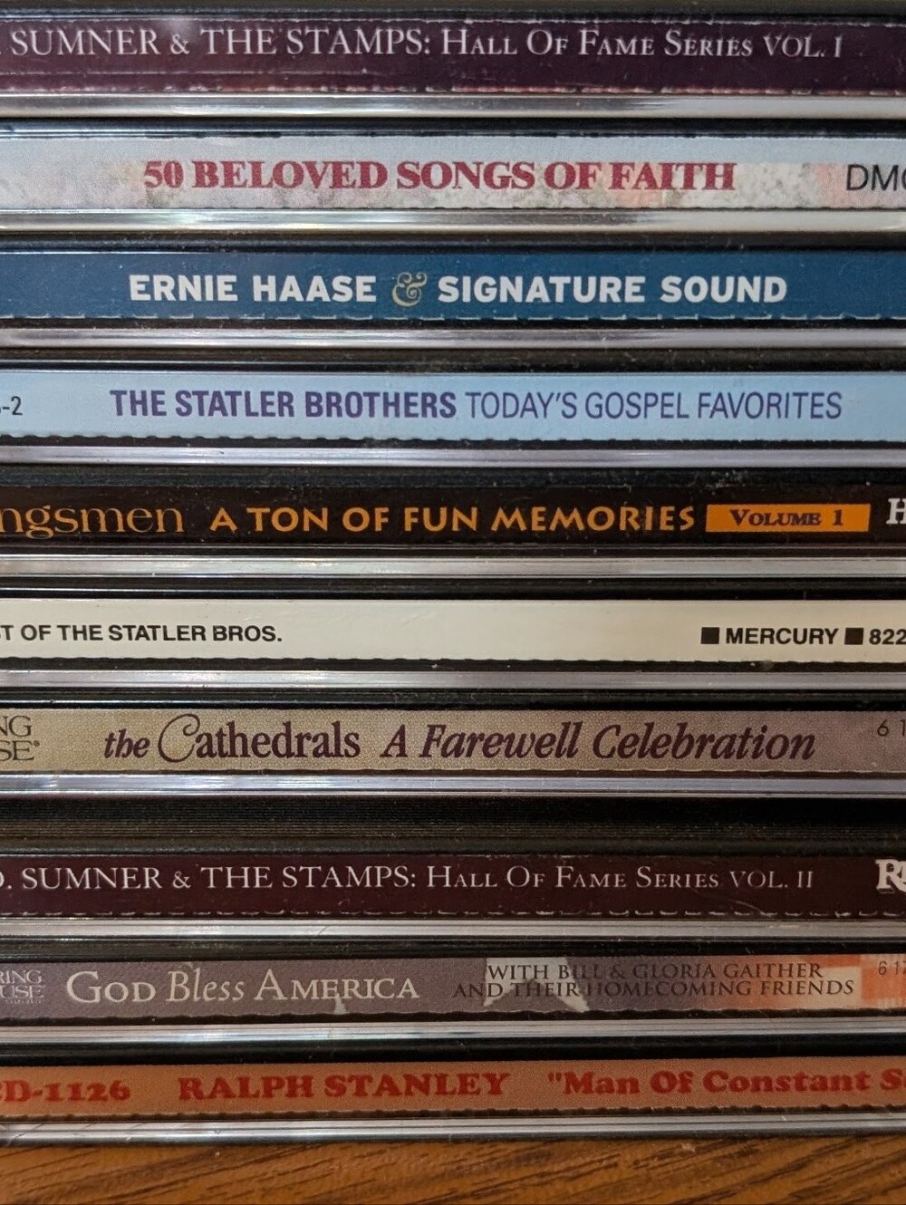 Stack of Gospel & Country Music CDs - Multi-Color Spines